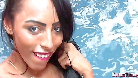 Black brunette with big tits naked in the living room