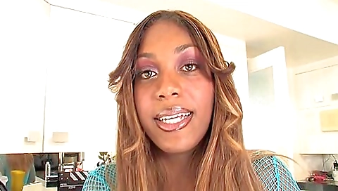 Busty ebony chick with a tattooed pussy makes love