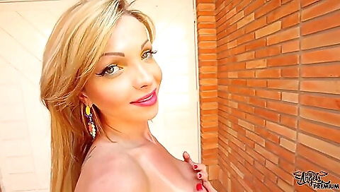 Blonde with big tits rides hard cock on the car washed