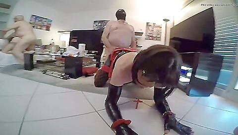 Hot brunette milf slut fucks her anal hole with a dick