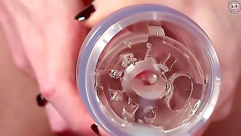 Amateur amateur with masturbation toy and cumshot on body